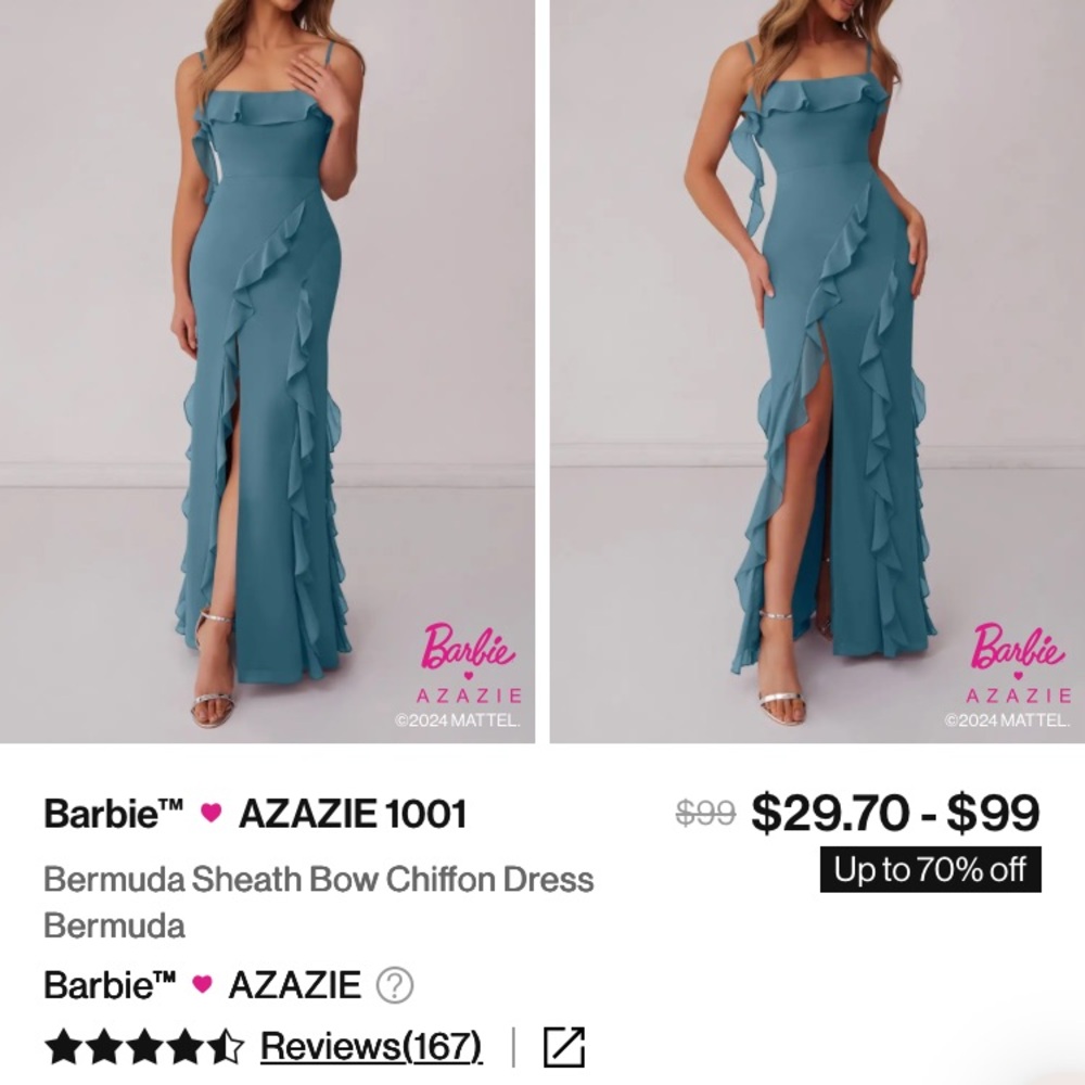 Azazie Teal Ruffle Chiffon Dress